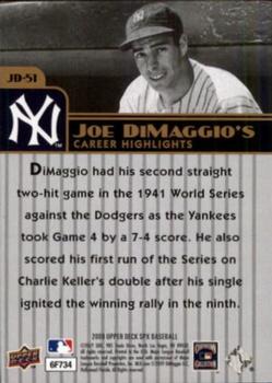 2009 SPx - Joe DiMaggio Career Highlights #JD-51 Joe DiMaggio Back