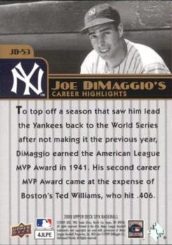 2009 SPx - Joe DiMaggio Career Highlights #JD-53 Joe DiMaggio Back