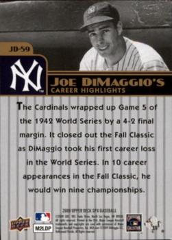 2009 SPx - Joe DiMaggio Career Highlights #JD-59 Joe DiMaggio Back
