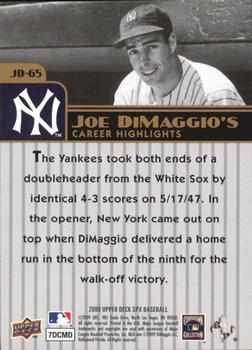 2009 SPx - Joe DiMaggio Career Highlights #JD-65 Joe DiMaggio Back