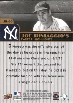 2009 SPx - Joe DiMaggio Career Highlights #JD-66 Joe DiMaggio Back