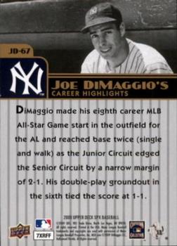 2009 SPx - Joe DiMaggio Career Highlights #JD-67 Joe DiMaggio Back
