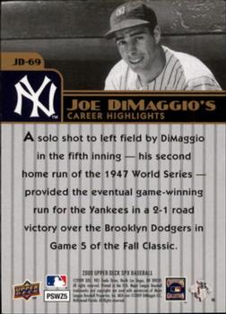 2009 SPx - Joe DiMaggio Career Highlights #JD-69 Joe DiMaggio Back