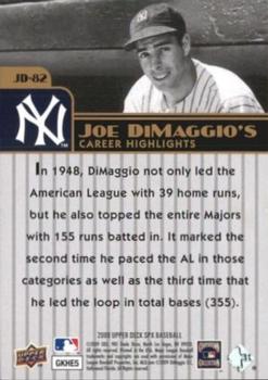 2009 SPx - Joe DiMaggio Career Highlights #JD-82 Joe DiMaggio Back