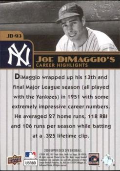 2009 SPx - Joe DiMaggio Career Highlights #JD-93 Joe DiMaggio Back