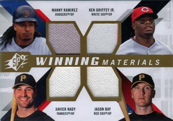 2009 SPx - Winning Materials Quad #WM4-RGBN Manny Ramirez / Ken Griffey Jr. / Jason Bay / Xavier Nady Front