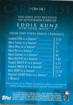 2009 Topps - Career Best Autographs #CBA-EK Eddie Kunz Back