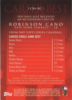 2009 Topps - Career Best Autographs #CBA-RC Robinson Cano Back