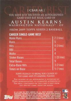 2009 Topps - Career Best Relic Autographs #CBAR-AK Austin Kearns Back