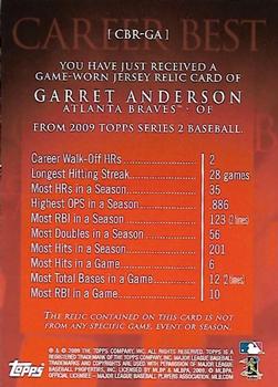 2009 Topps - Career Best Relics #CBR-GA Garret Anderson Back