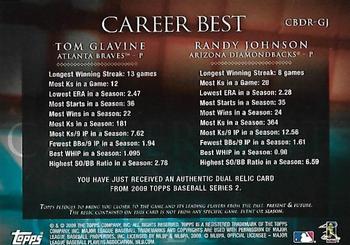 2009 Topps - Career Best Relics Dual #CBDR-GJ Tom Glavine / Randy Johnson Back