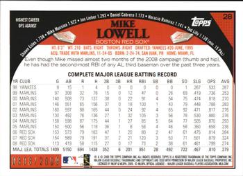 2009 Topps - Gold #28 Mike Lowell Back