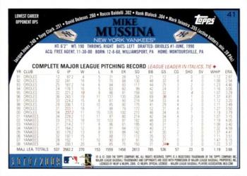 2009 Topps - Gold #41 Mike Mussina Back