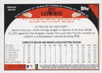 2009 Topps - Gold #77 Jed Lowrie Back