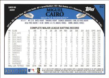 2009 Topps - Gold #82 Miguel Cairo Back
