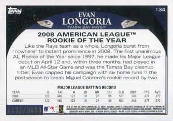 2009 Topps - Gold #134 Evan Longoria Back
