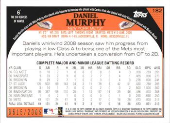 2009 Topps - Gold #182 Daniel Murphy Back