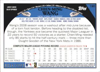 2009 Topps - Gold #190 Chien-Ming Wang Back