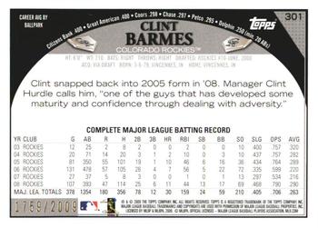 2009 Topps - Gold #301 Clint Barmes Back