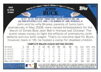 2009 Topps - Gold #322 John Buck Back
