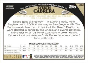 2009 Topps - Gold #383 Everth Cabrera Back
