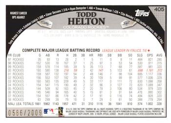 2009 Topps - Gold #405 Todd Helton Back