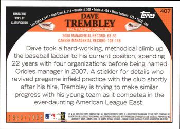 2009 Topps - Gold #407 Dave Trembley Back