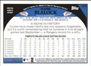 2009 Topps - Gold #422 Hank Blalock Back