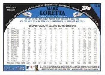 2009 Topps - Gold #438 Mark Loretta Back