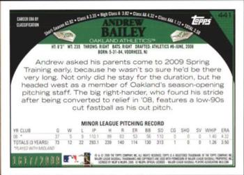 2009 Topps - Gold #441 Andrew Bailey Back