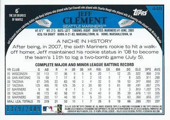 2009 Topps - Gold #448 Jeff Clement Back