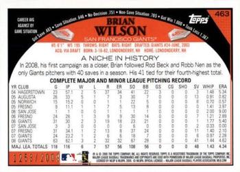 2009 Topps - Gold #463 Brian Wilson Back