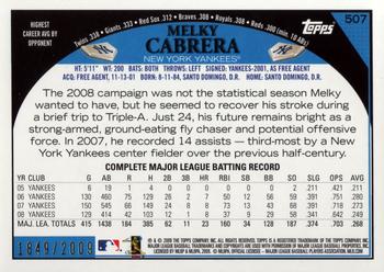 2009 Topps - Gold #507 Melky Cabrera Back