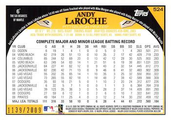 2009 Topps - Gold #524 Andy LaRoche Back