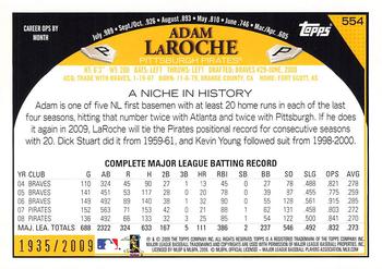 2009 Topps - Gold #554 Adam LaRoche Back