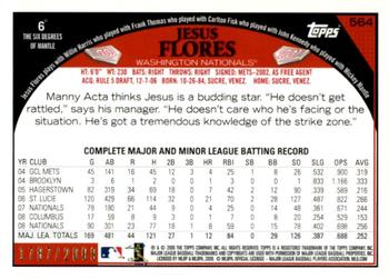 2009 Topps - Gold #564 Jesus Flores Back
