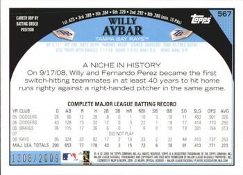 2009 Topps - Gold #567 Willy Aybar Back