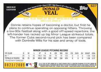 2009 Topps - Gold #637 Donald Veal Back