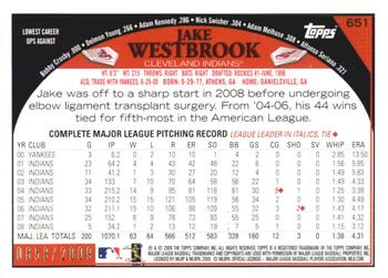 2009 Topps - Gold #651 Jake Westbrook Back