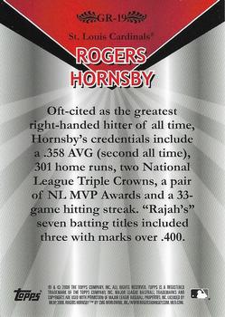 2009 Topps - Legends Chrome Gold Refractor #GR-19 Rogers Hornsby Back