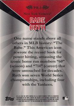 2009 Topps - Legends Chrome Platinum Refractor #PR-3 Babe Ruth Back