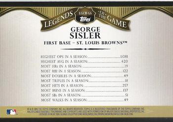 2009 Topps - Legends of the Game Career Best #LGCB-GS George Sisler Back