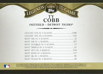 2009 Topps - Legends of the Game Career Best #LGCB-TC Ty Cobb Back
