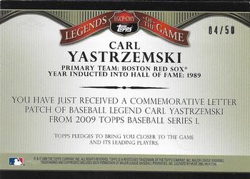 2009 Topps - Legends of the Game Nickname Letter Patch #LGCP-CMY Carl Yastrzemski Back