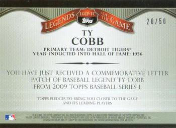 2009 Topps - Legends of the Game Nickname Letter Patch #LGCP-TC Ty Cobb Back