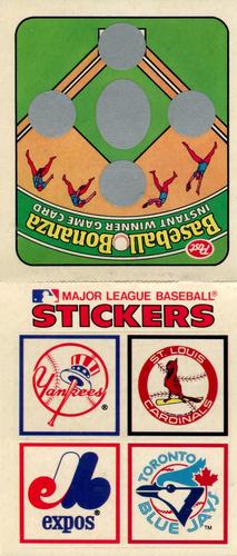 1984 Post Cereal Stickers #NNO Yankees / Cardinals / Expos / Blue Jays Front