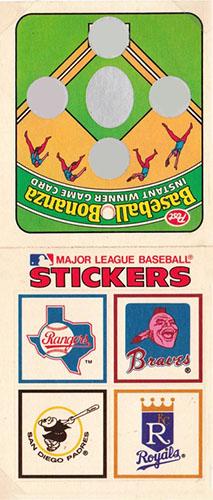 1984 Post Cereal Stickers #NNO Rangers / Braves / Padres / Royals Front