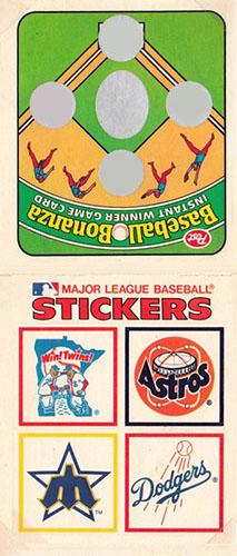 1984 Post Cereal Stickers #NNO Twins / Astros / Mariners / Dodgers Front