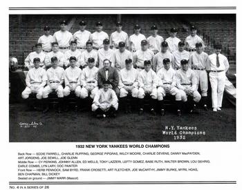 2003 NY Daily News/Kodak Yankees WS Champions #4 1932 New York Yankees Back