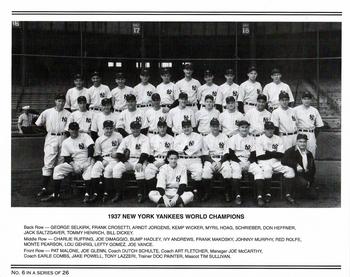2003 NY Daily News/Kodak Yankees WS Champions #6 1937 New York Yankees Back